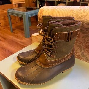 Weather Ready, Womens Brown and Green Duck Boots